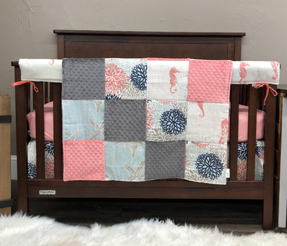 New Release Girl Crib Bedding - Ocean Seahorse and Starfish Baby Bedding & Nursery Collection - DBC Baby Bedding Co 