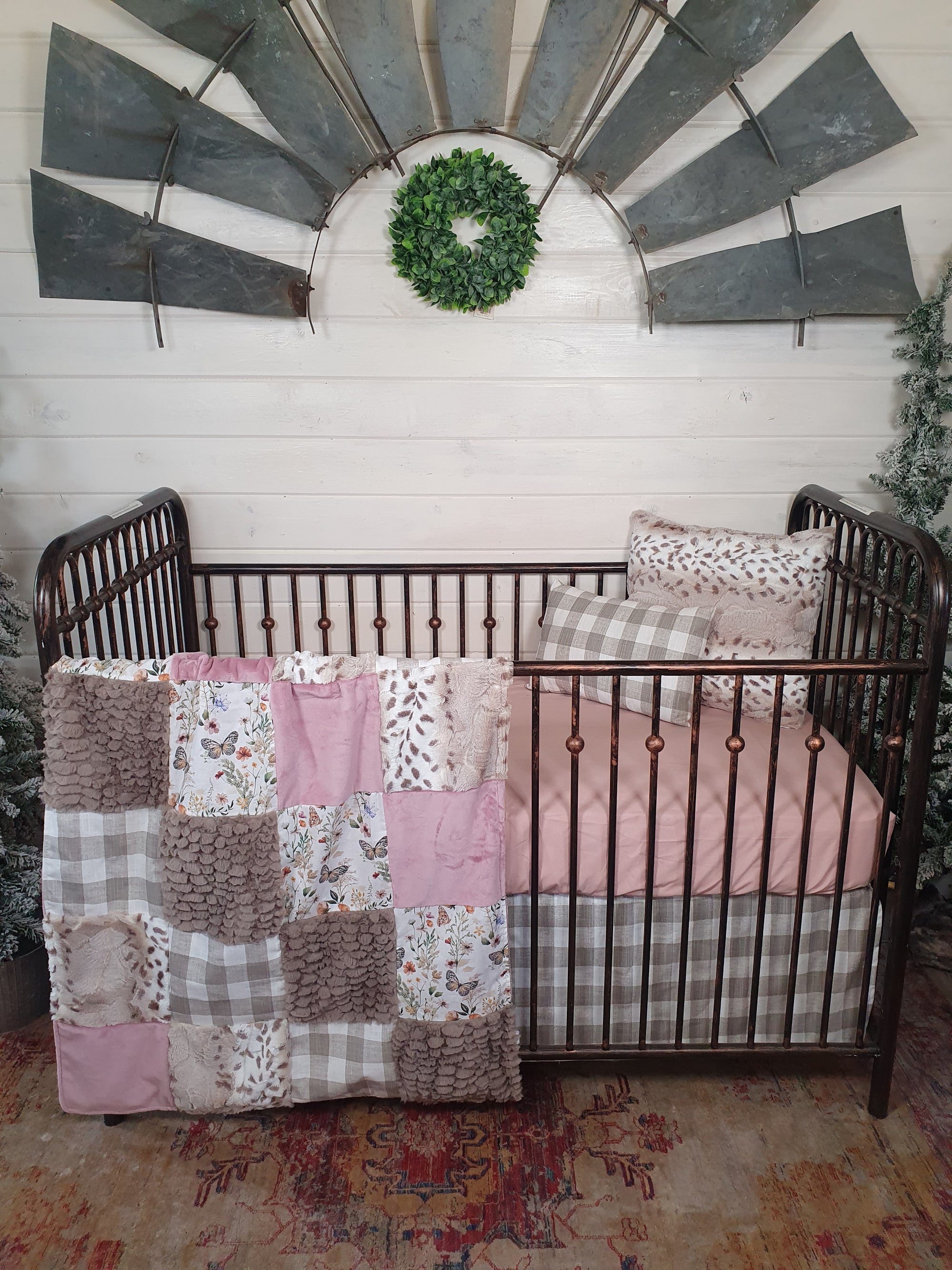 New Release Girl Crib Bedding- Meadow Flower Butterfly Baby Bedding Collection - DBC Baby Bedding Co 