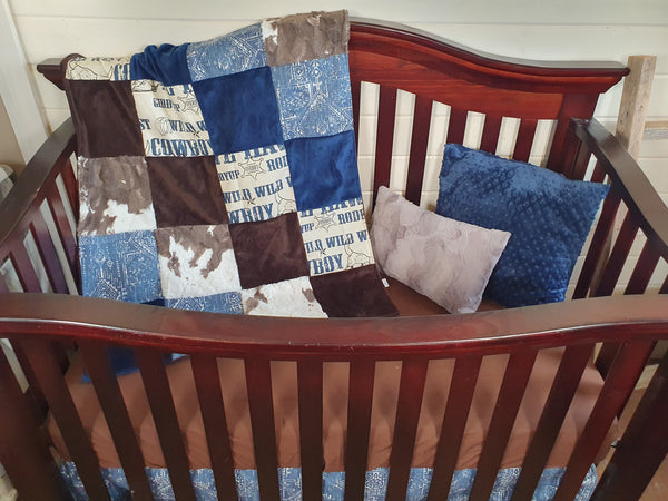 Boy Crib Bedding- Aztec Highland Cows Western Baby Bedding