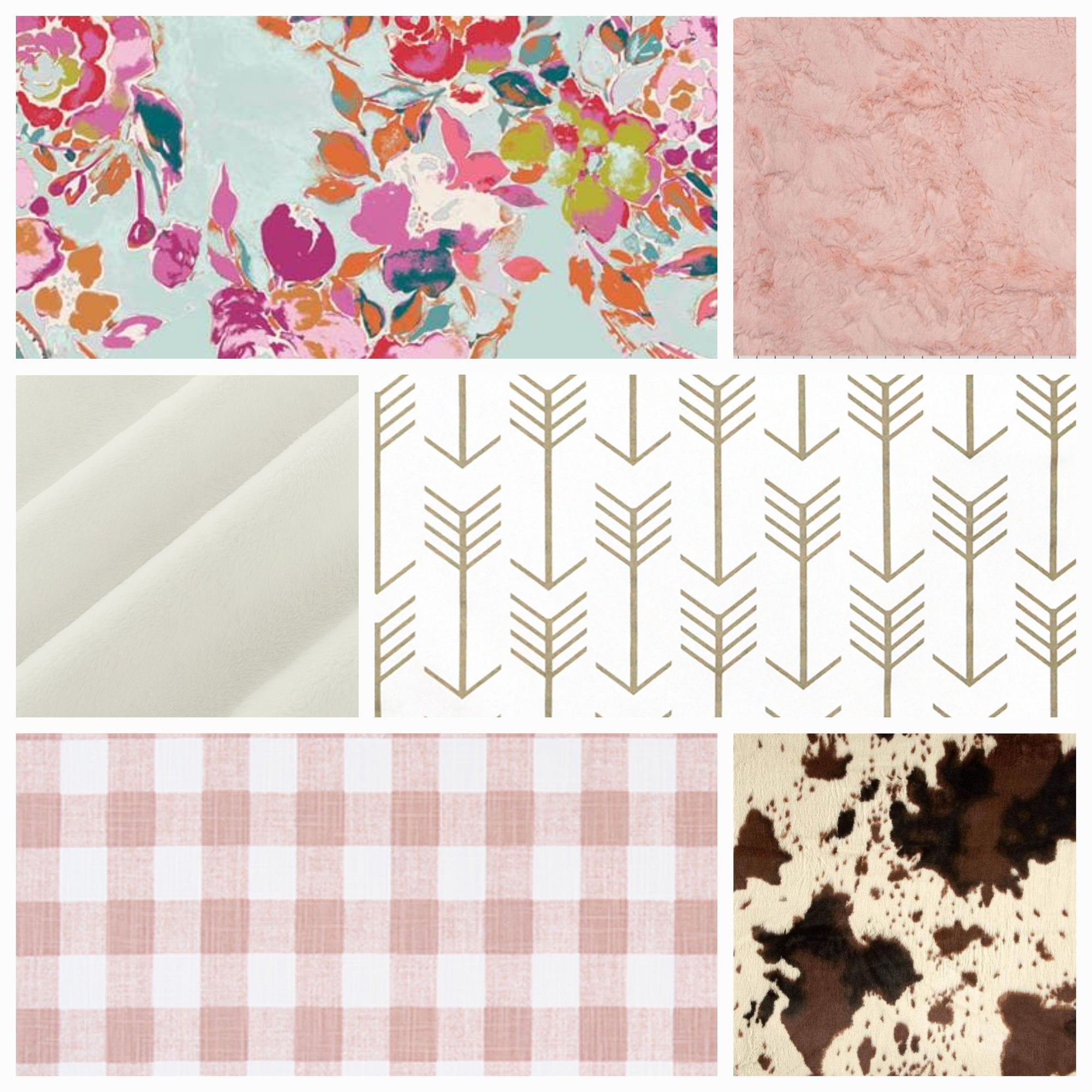 New Release Girl Crib Bedding - Summer Floral and Cow Minky Western Baby Bedding & Nursery Collection - DBC Baby Bedding Co 