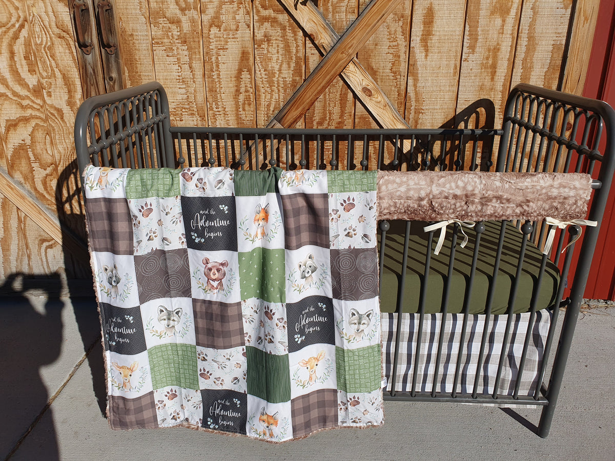 New Release Neutral Crib Bedding- And the Adventure Begins Woodland Crib Bedding Collection - DBC Baby Bedding Co 