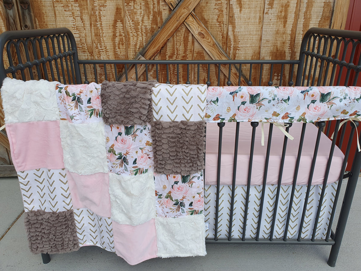 New Release Girl Crib Bedding- Rose and Magnolia Floral Baby &amp; Toddler Bedding Collection - DBC Baby Bedding Co 