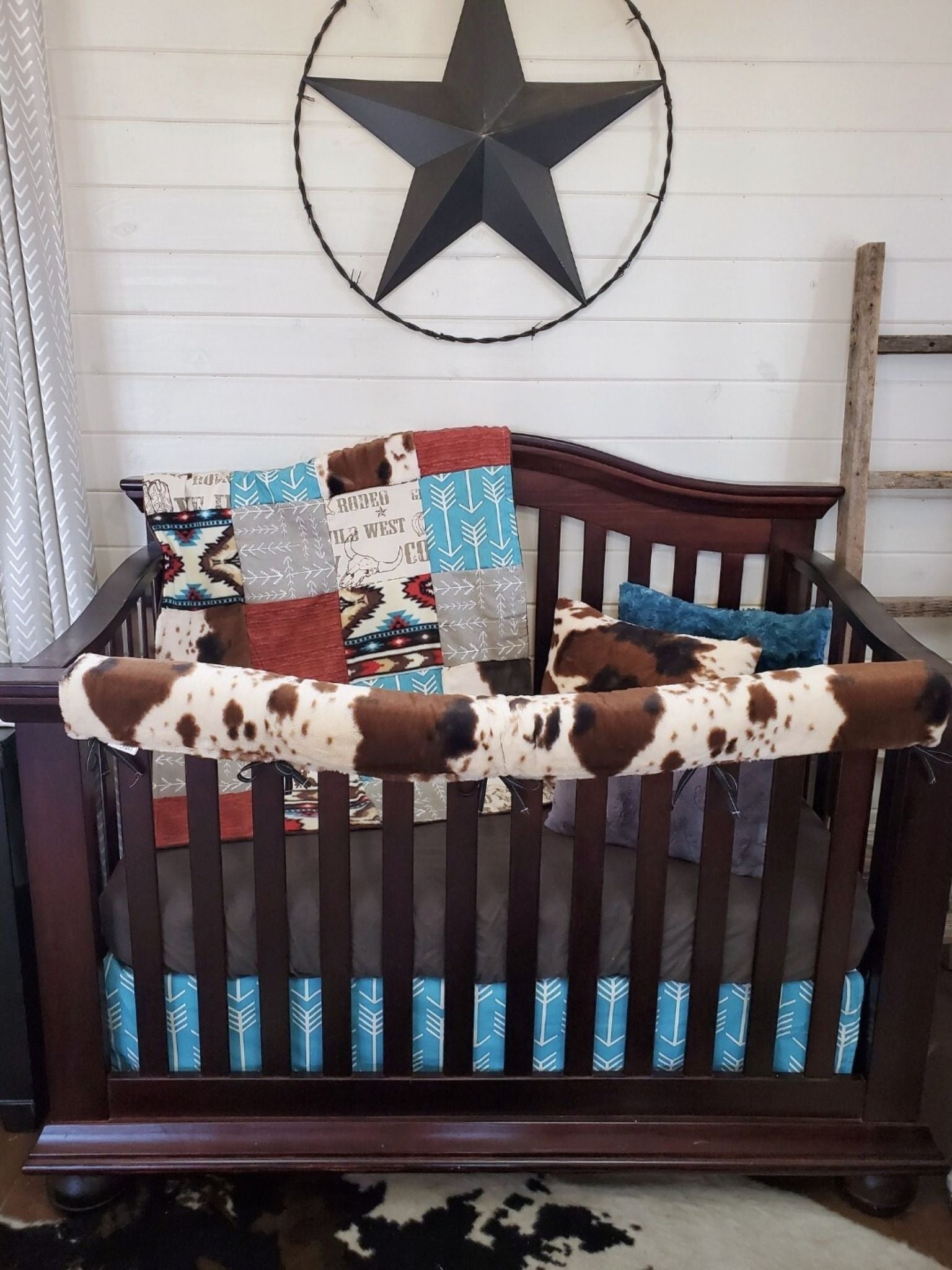Boy Crib Bedding - Cowboy, Aztec, and Cow Minky Western Baby Bedding Collection - DBC Baby Bedding Co 