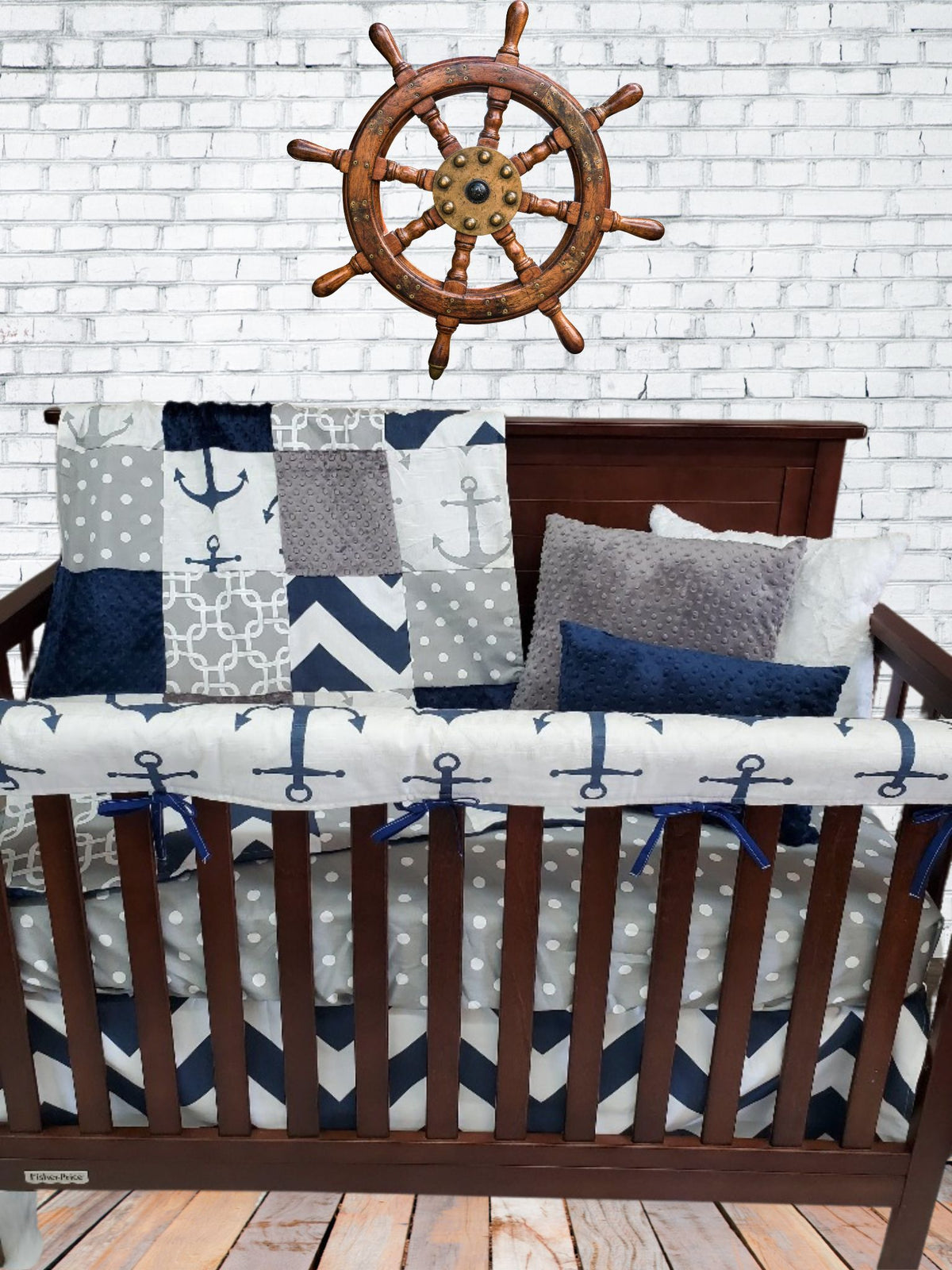 Boy Crib Bedding - Nautical Anchor Baby Bedding &amp; Nursery Collection - DBC Baby Bedding Co 