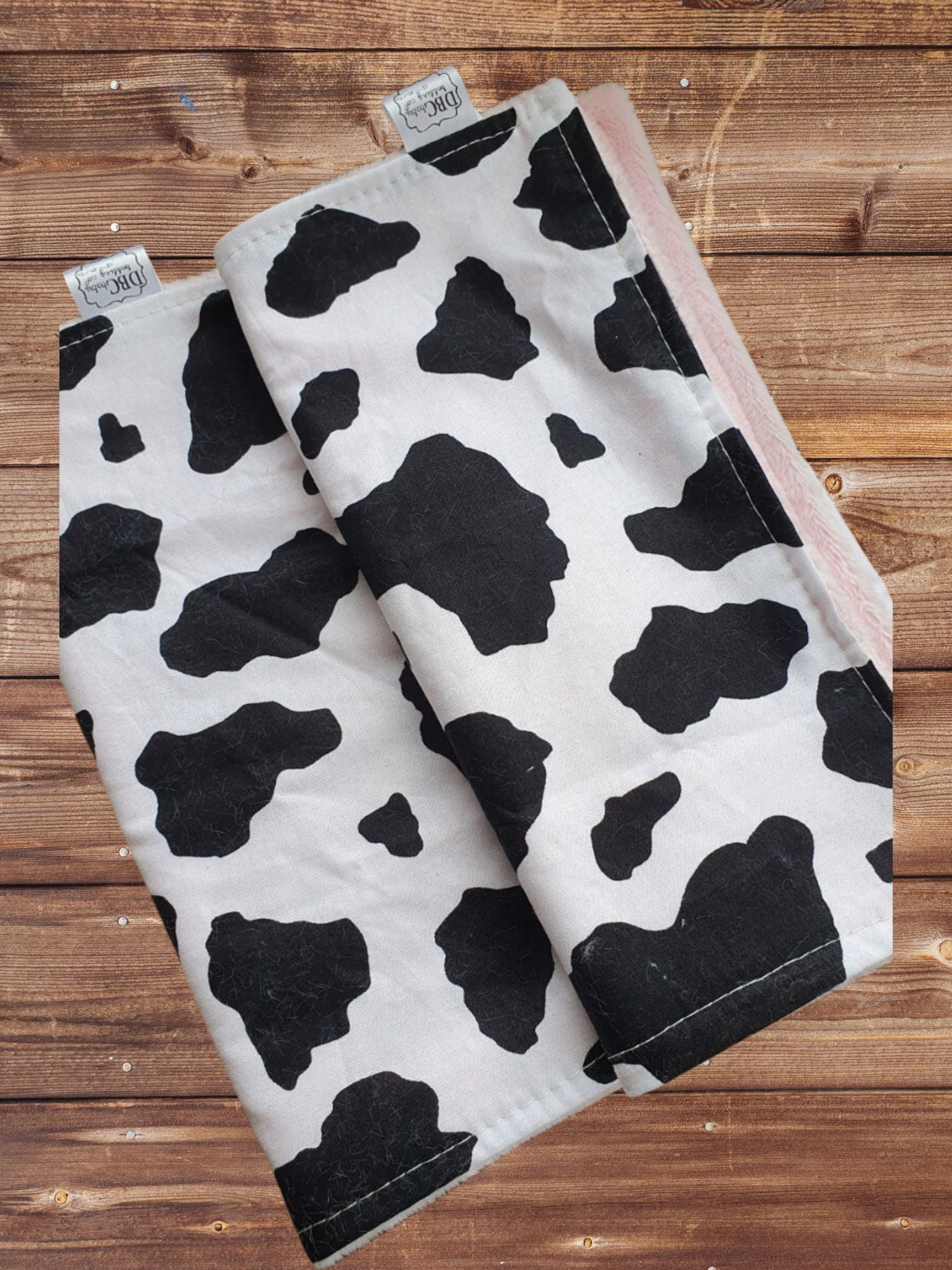 Burp Cloth Set - Black White Cow Print Burp Cloths - DBC Baby Bedding Co 