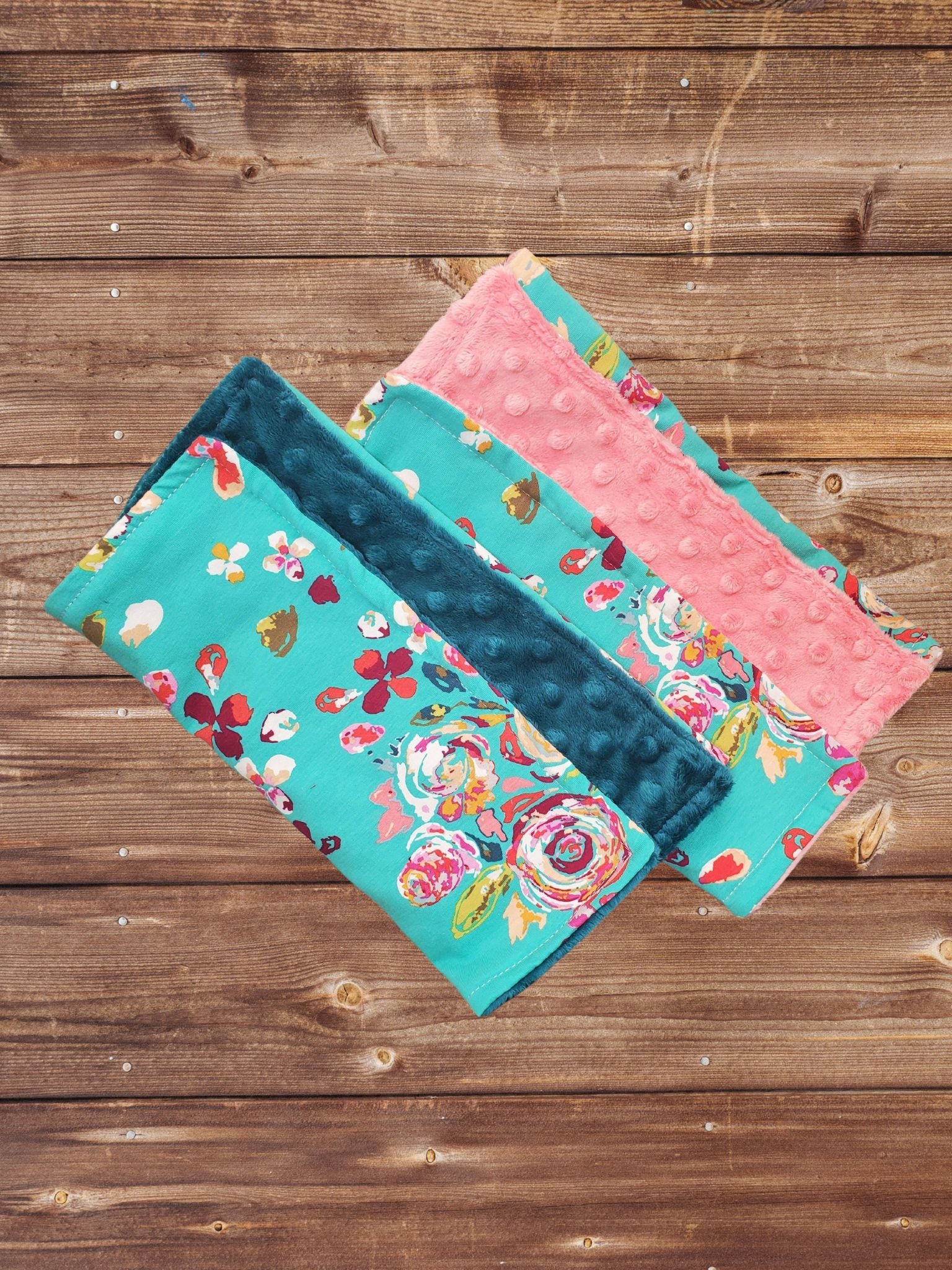 Burp Cloth Set - Teal Floral Burp Cloths - DBC Baby Bedding Co 
