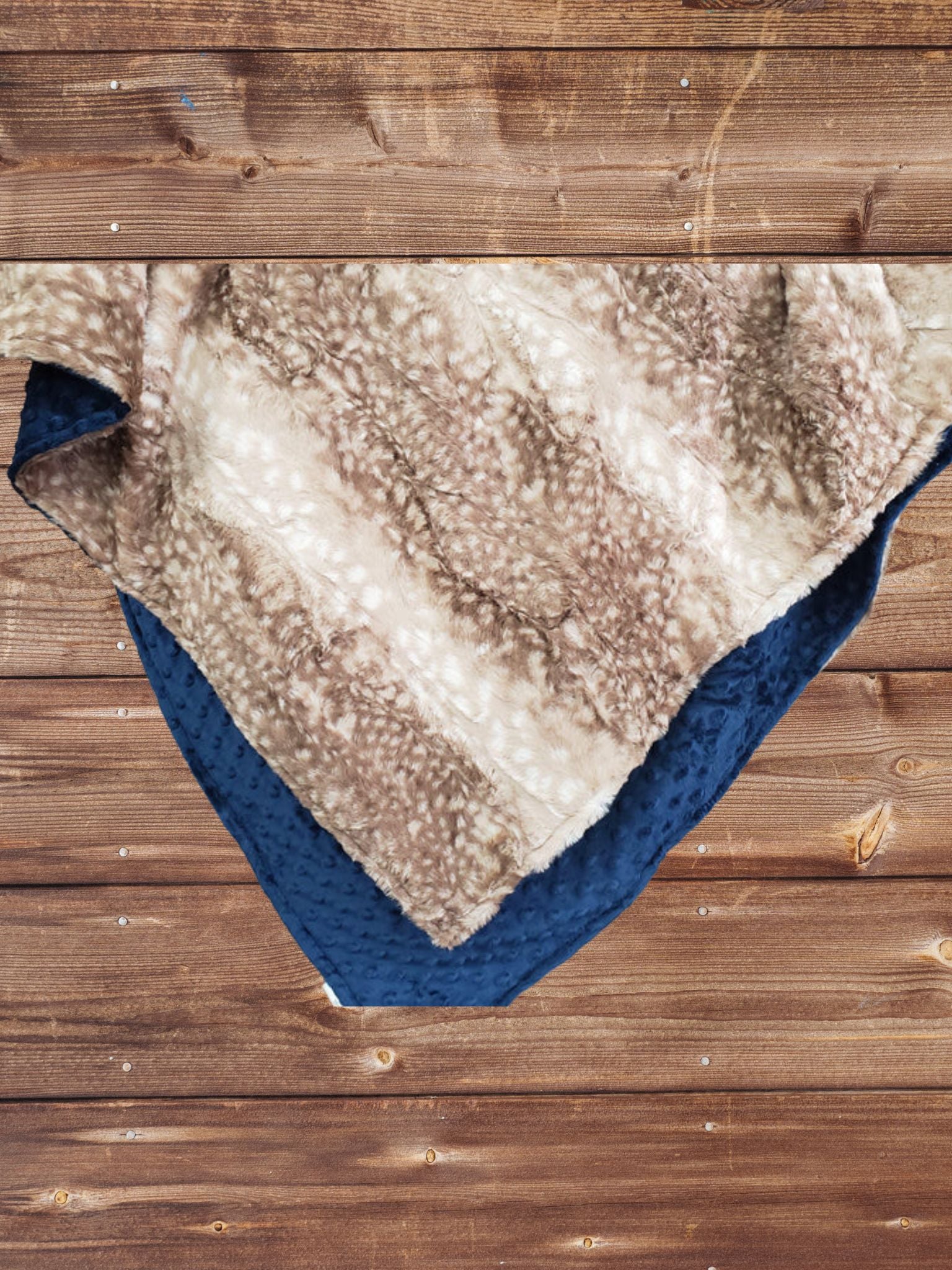 Rustic Buck - outlet Blue/Brown - Designer Minky Luxe blanket