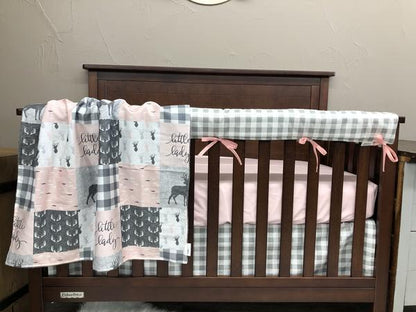 New Release Girl Crib Bedding - Little Lady Antler Woodland Baby Bedding Collection - DBC Baby Bedding Co 