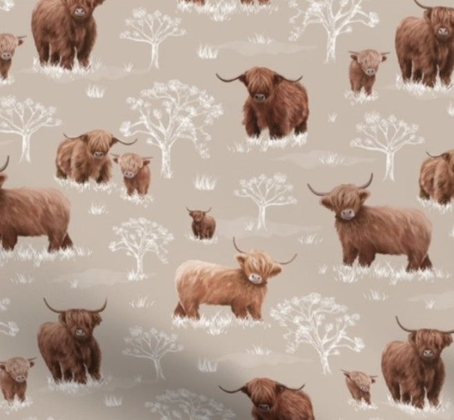 New Release Neutral Crib Bedding - Highland Cow and Brownie Calf Minky Farm Baby Bedding & Nursery Collection - DBC Baby Bedding Co 