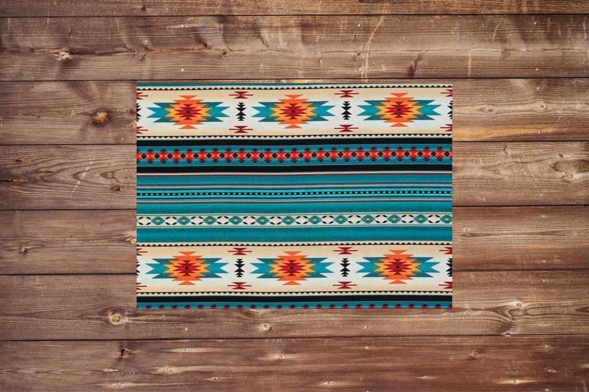 On the Go Changing Pad- Teal Aztec Western and Black Minky Interior - DBC Baby Bedding Co 