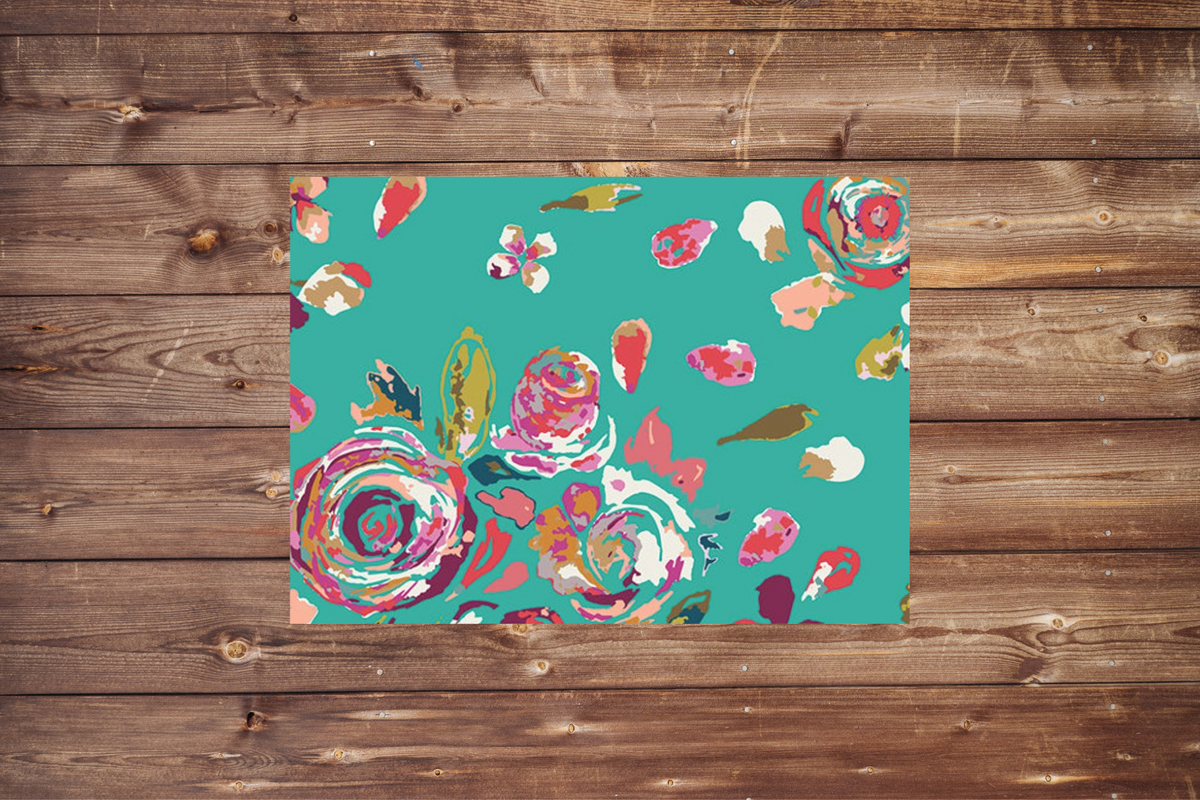 On the Go Changing Pad- Teal Floral and Minky Interior - DBC Baby Bedding Co 