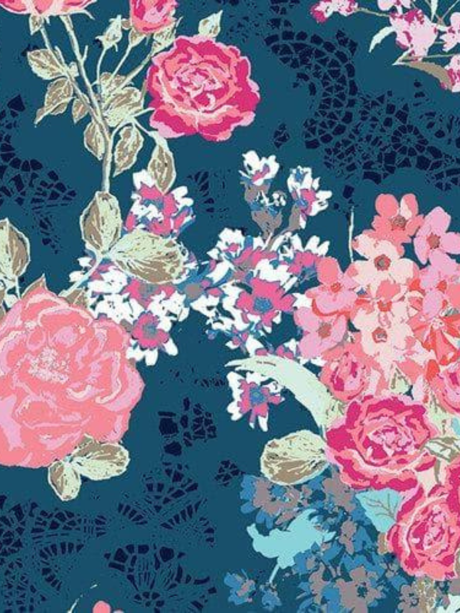 Curtain Panels or Valance - Navy Coral Floral - DBC Baby Bedding Co 