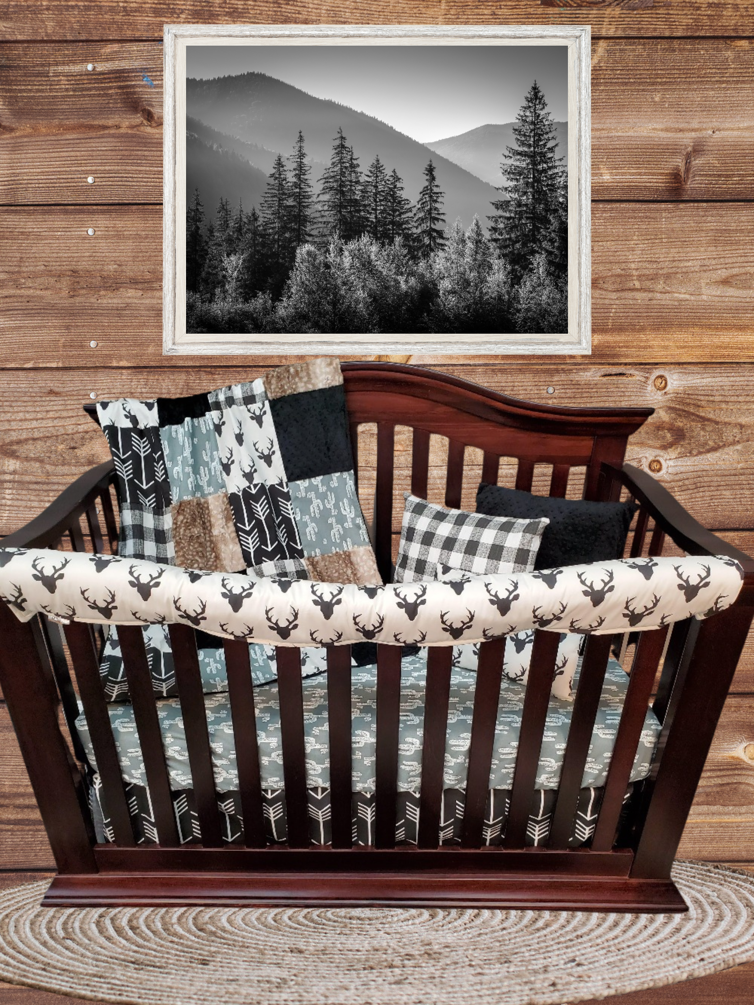 Boy Crib Bedding - Buck, Cactus, Fawn Minky Woodland Baby & Toddler Bedding Collection - DBC Baby Bedding Co 
