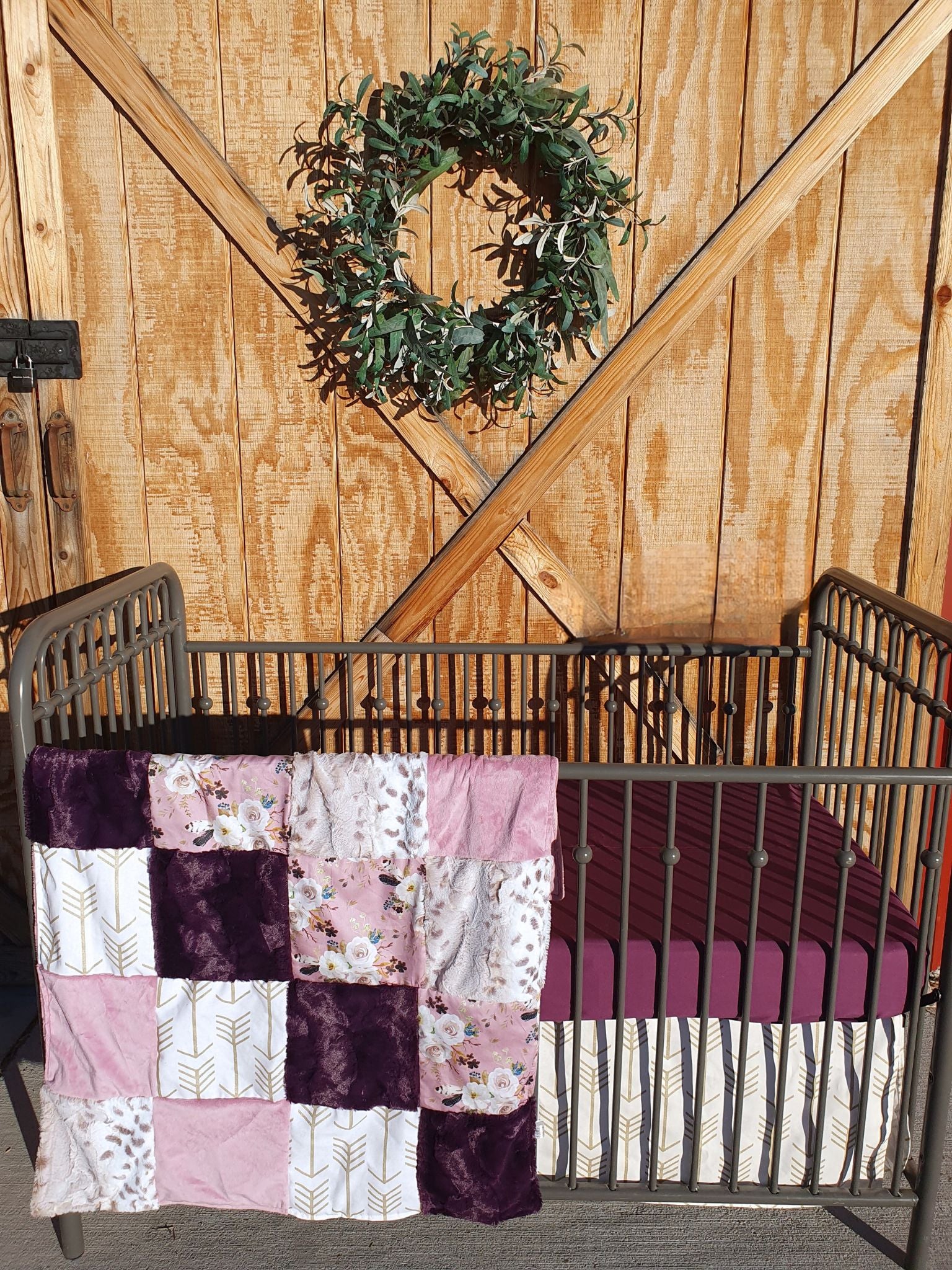 New Release Girl Crib Bedding- Dusty Rose Boho Floral and Gold Arrow Baby Bedding Collection - DBC Baby Bedding Co 