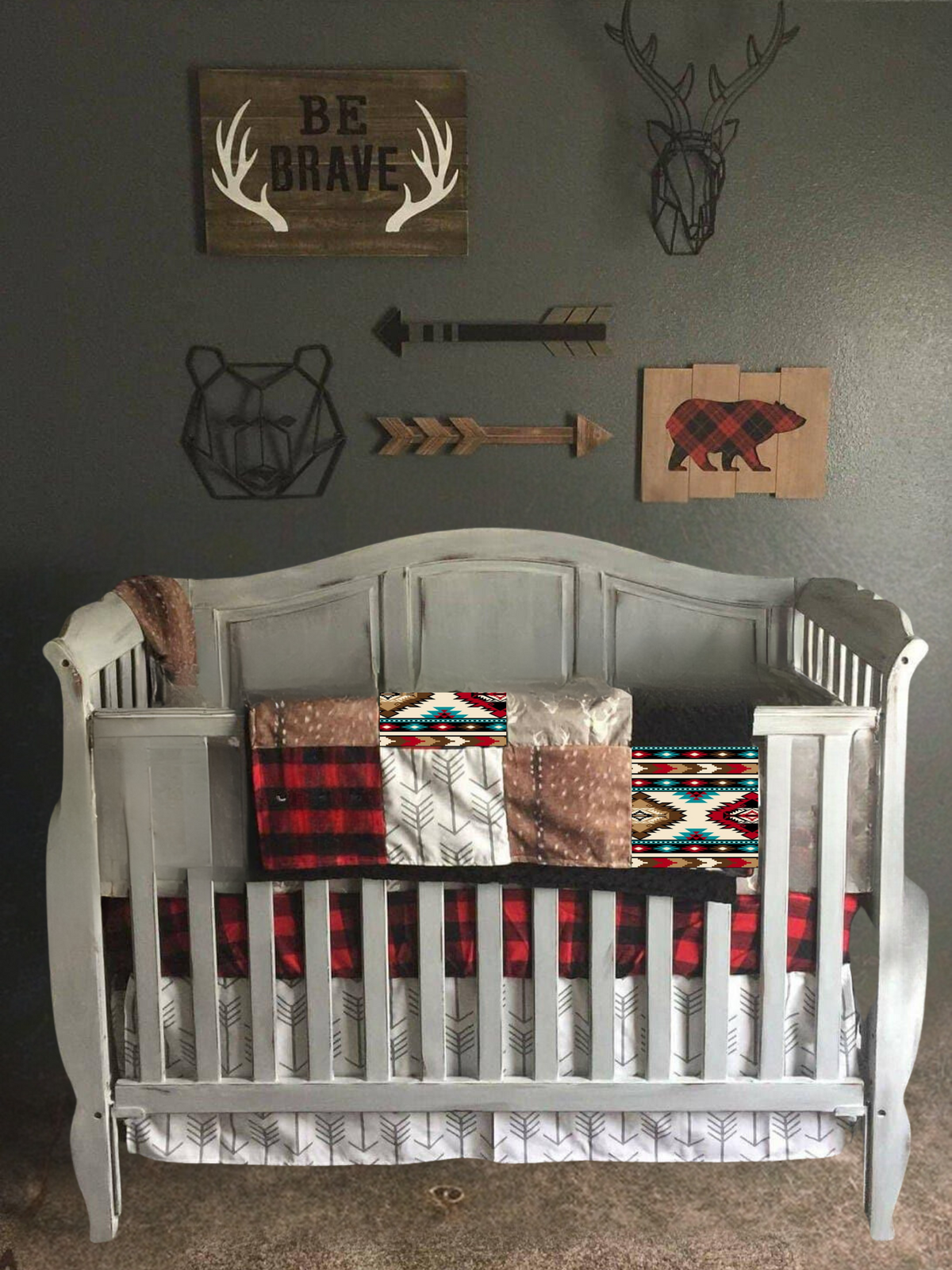 New Release Boy Crib Bedding- Buck, Buffalo Check, Arrow Woodland Nursery Collection - DBC Baby Bedding Co 