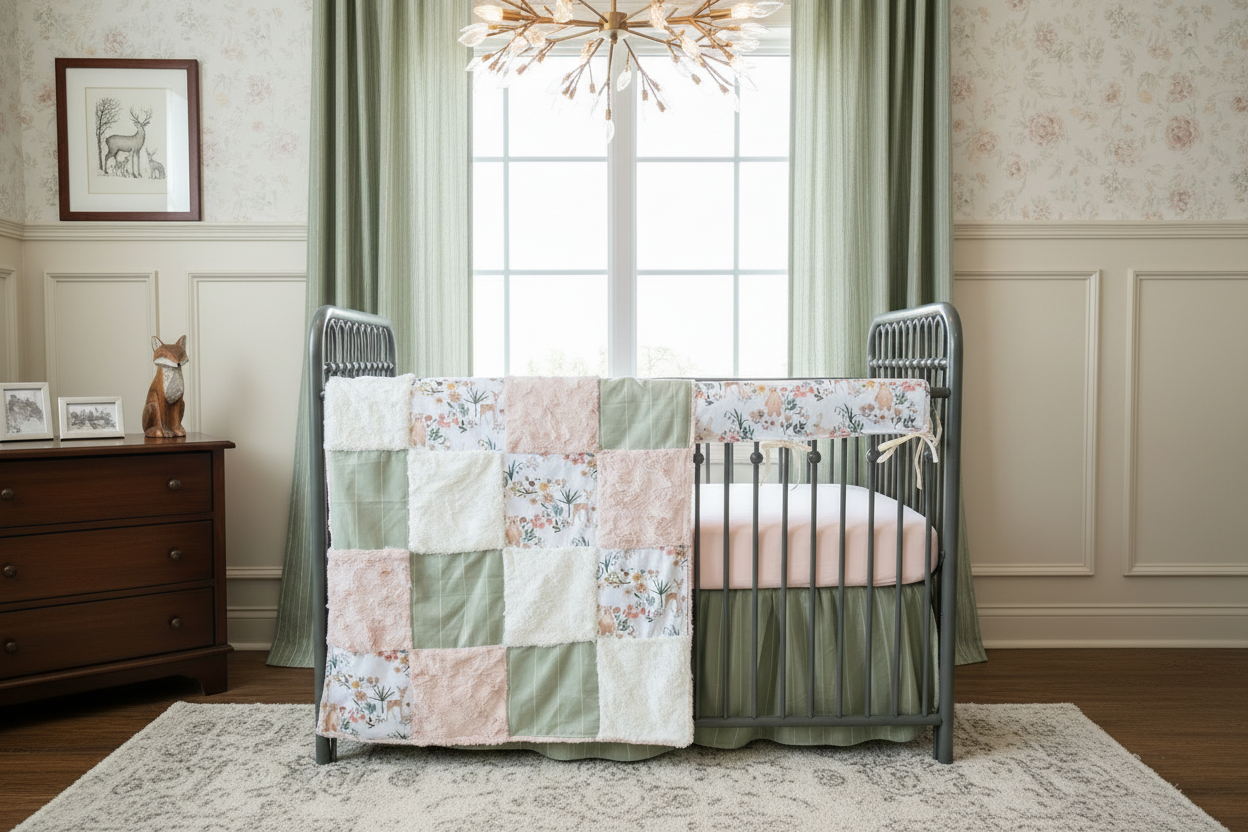 Bunny Deer Bear Woodland Girl Crib Bedding