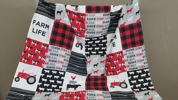 Twin, Full, or Queen Comforter - Farm Life Red and Black- Cows, Tractors - DBC Baby Bedding Co 