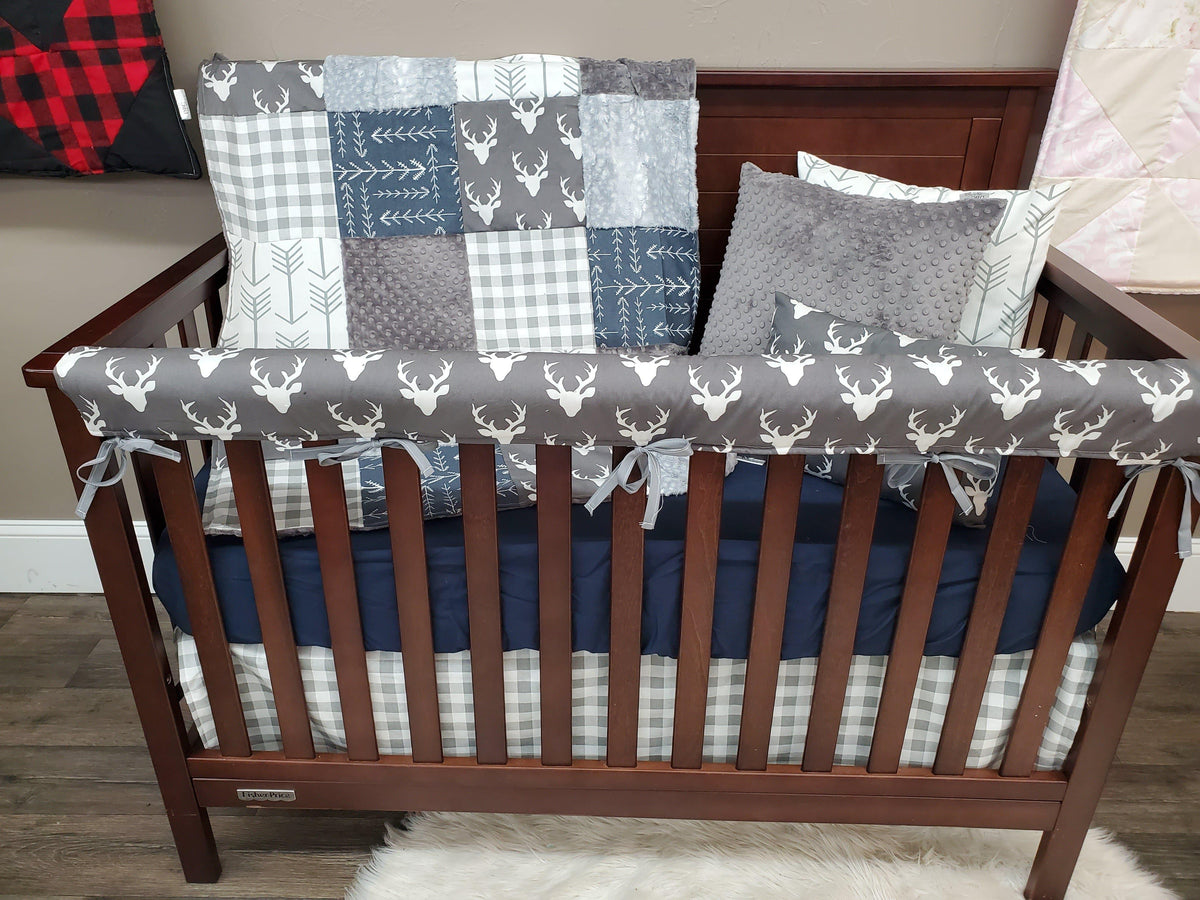 Ready Ship Boy Crib Bedding - Buck and Silver Fawn Woodland Collection - DBC Baby Bedding Co 