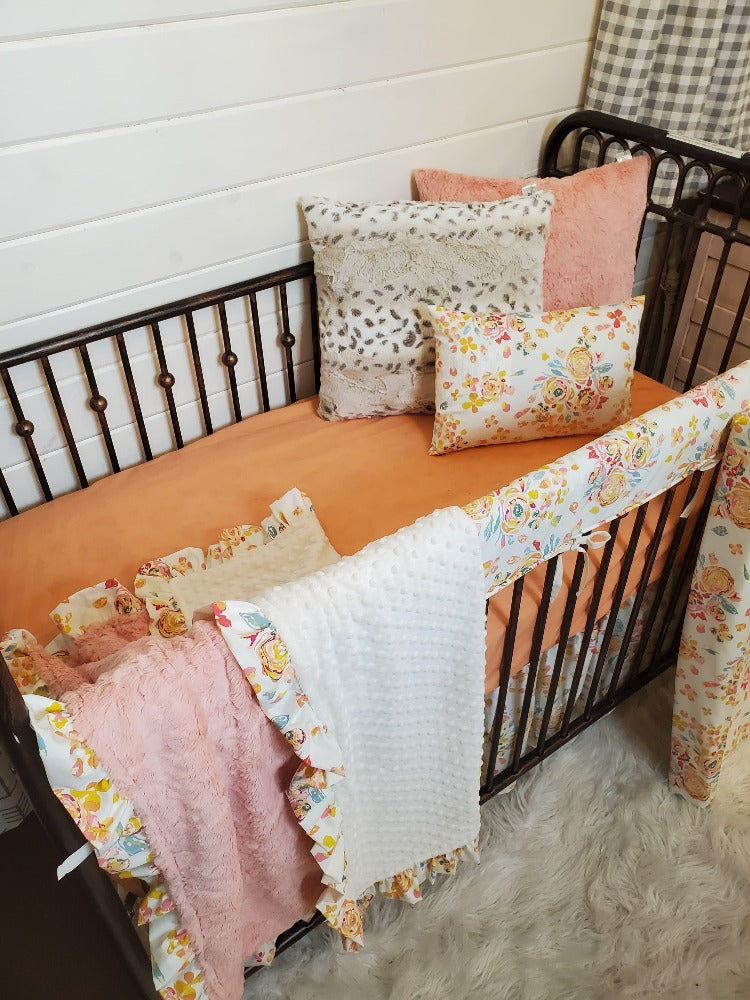 Ready Ship Girl Crib Bedding- Floral Collection - DBC Baby Bedding Co 