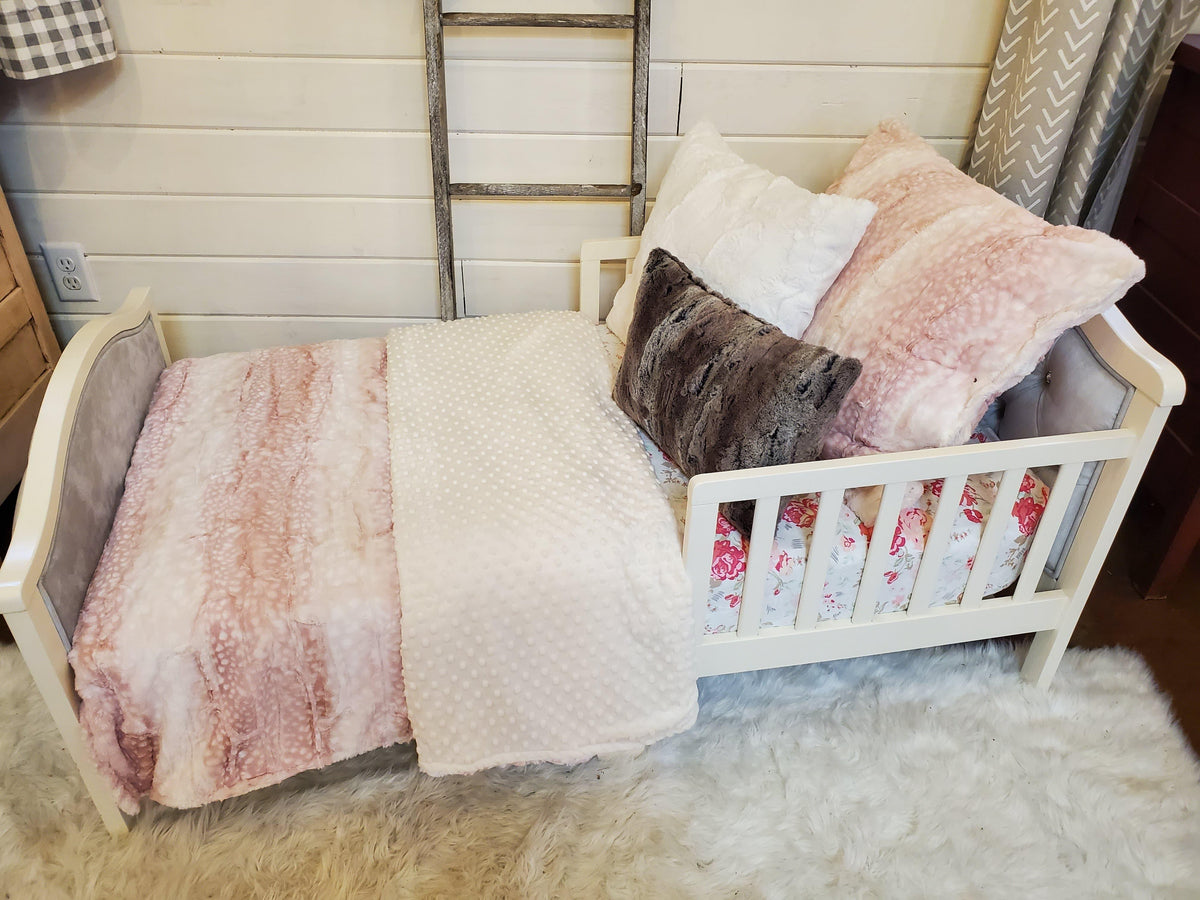 Toddler or Twin Bedding -  Rosewater Fawn Minky Collection - DBC Baby Bedding Co 