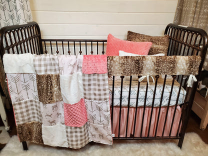 Girl Crib Bedding - Sweet Baby Fawn Woodland Collection - DBC Baby Bedding Co 