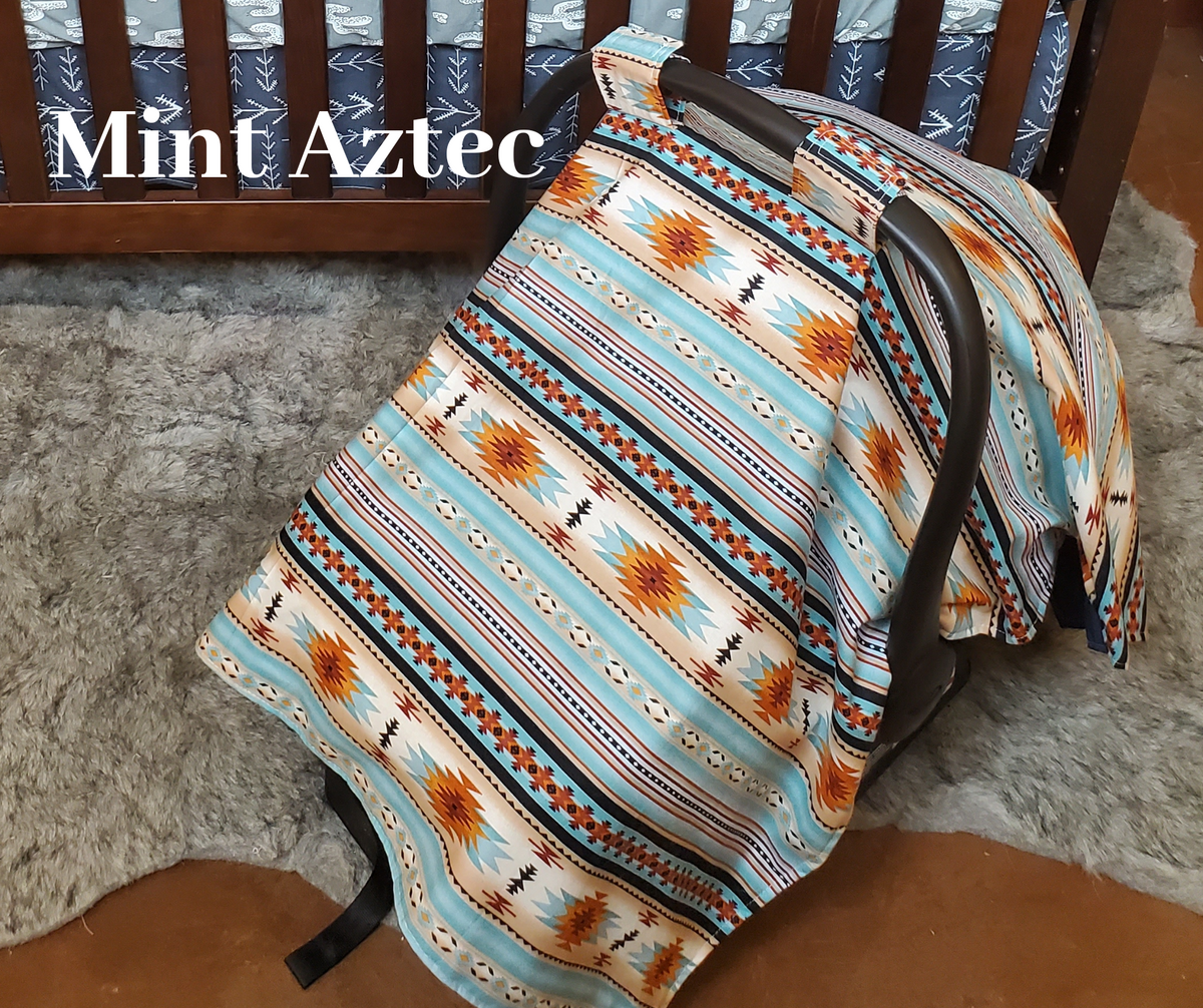Carseat Tent - Aztec in Mint - DBC Baby Bedding Co 