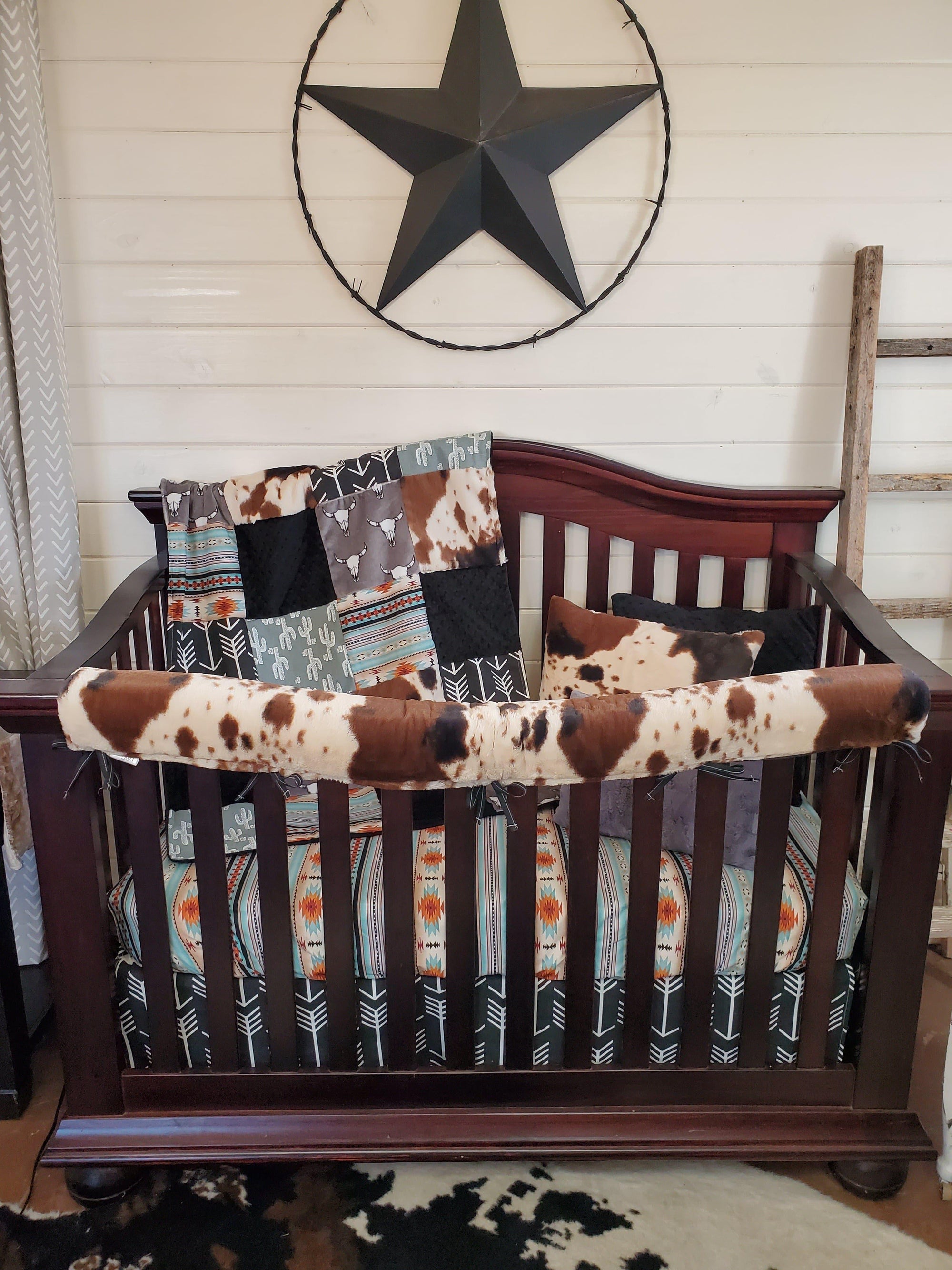 Boy Crib Bedding- Longhorn and Cow Minky Ranch Collection - DBC Baby Bedding Co 