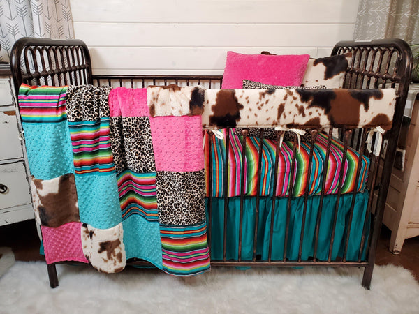 Toddler or Twin Bedding - Serape and Cheetah Minky Collection