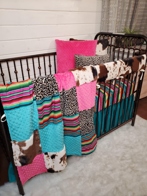 Toddler or Twin Bedding - Serape and Cheetah Minky Collection