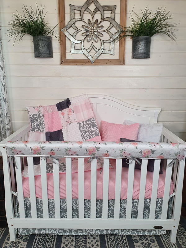 Pink and turquoise crib 2025 bedding