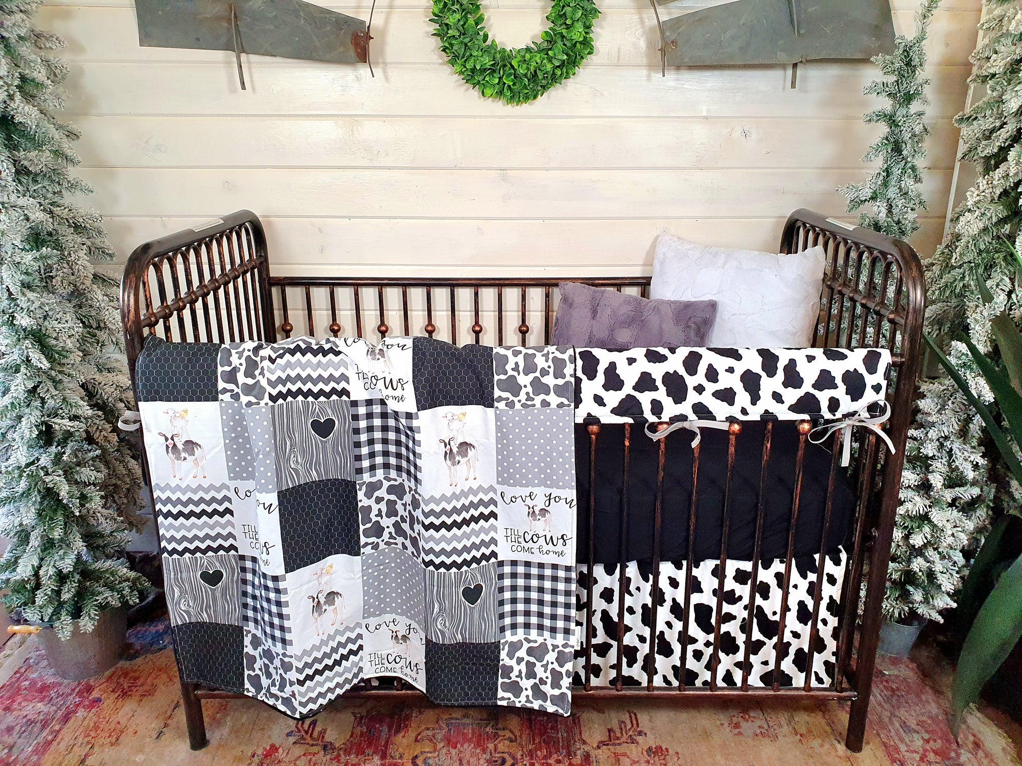 New Release Custom Neutral Crib Bedding- Cows Come Home Baby Crib Collection - DBC Baby Bedding Co 