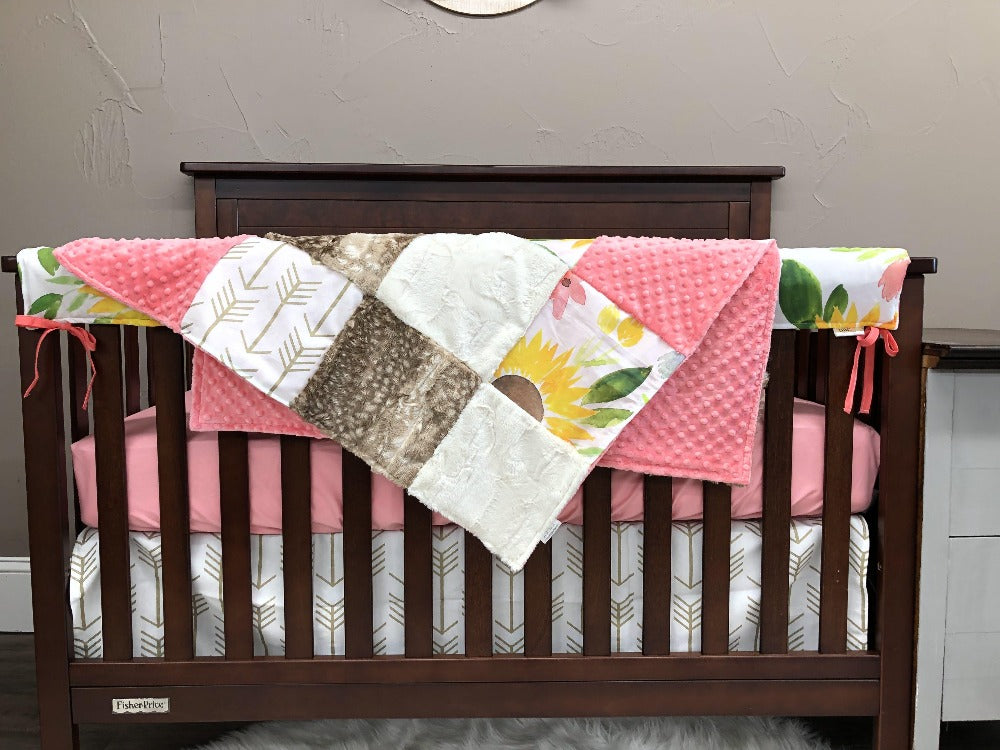Custom Girl Crib Bedding - Sunflower Collection - DBC Baby Bedding Co 