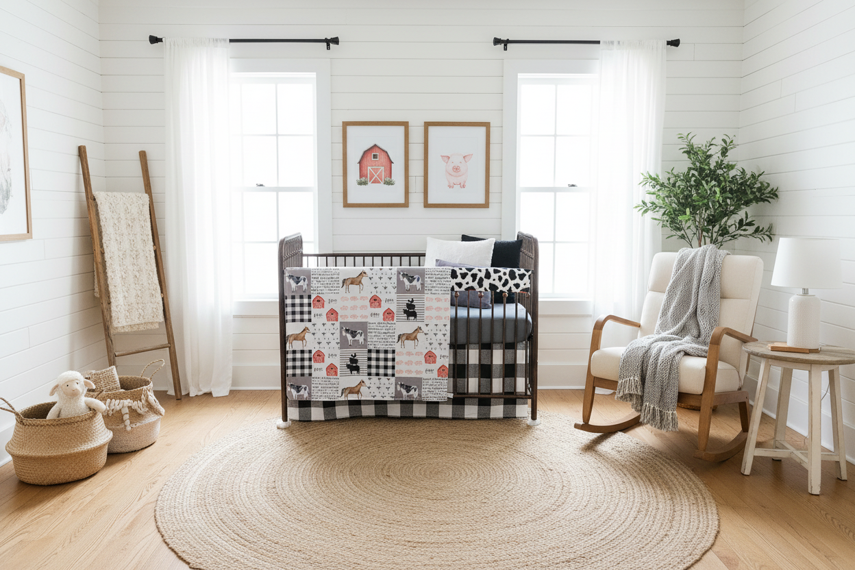 Neutral Farm Crib Bedding