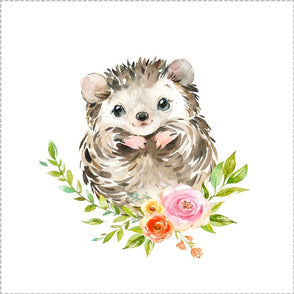Baby Lovey - Floral Baby Hedgehog Woodland and wild rabbit minky with blush satin ruffle - DBC Baby Bedding Co 