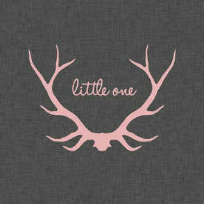 Baby Lovey - Little One Antler Woodland and gray wild rabbit minky with blush satin ruffle - DBC Baby Bedding Co 