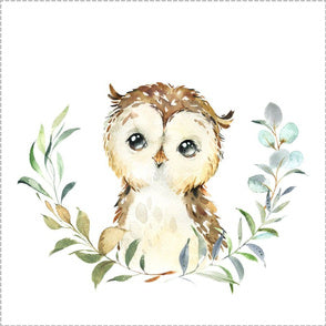 Baby Lovey - Baby Owl Woodland and wild rabbit minky with olive satin ruffle - DBC Baby Bedding Co 