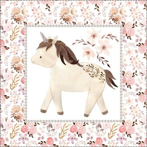 Baby Lovey - Unicorn Pony with blush minky with ivory satin ruffle - DBC Baby Bedding Co 