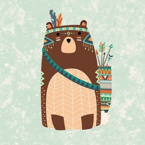 Baby Lovey - Tribal Bear and wild rabbit minky with teal satin ruffle - DBC Baby Bedding Co 