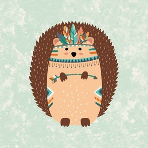 Baby Lovey - Tribal Hedgehog and wild rabbit minky with teal satin ruffle - DBC Baby Bedding Co 