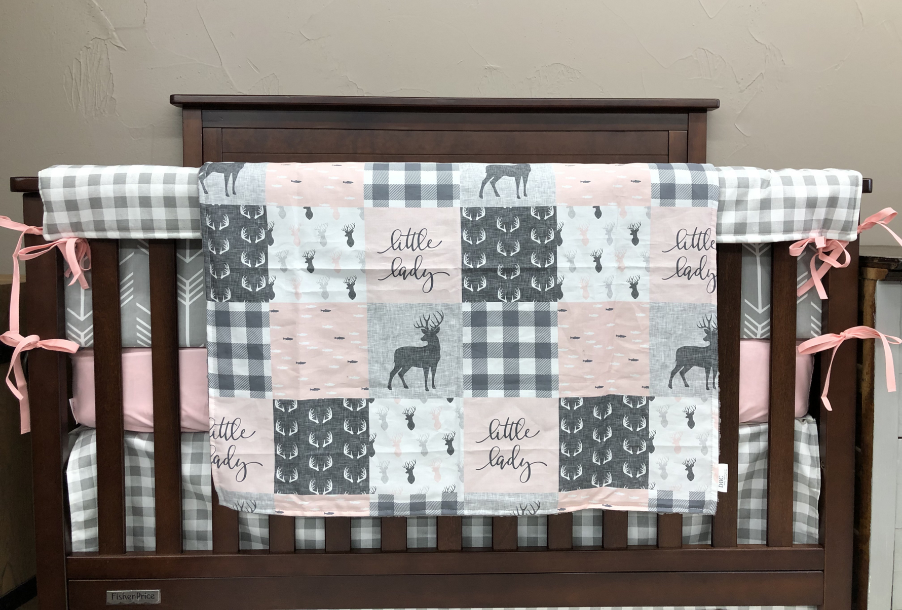 New Release Girl Crib Bedding - Little Lady Antler Woodland Baby Bedding Collection - DBC Baby Bedding Co 