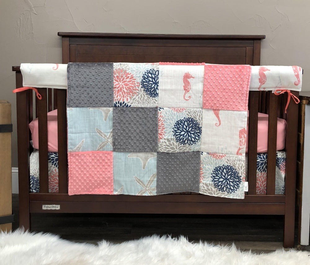 Girl Crib Bedding - Ocean Seahorse and Starfish Baby Bedding & Nursery Collection - DBC Baby Bedding Co 