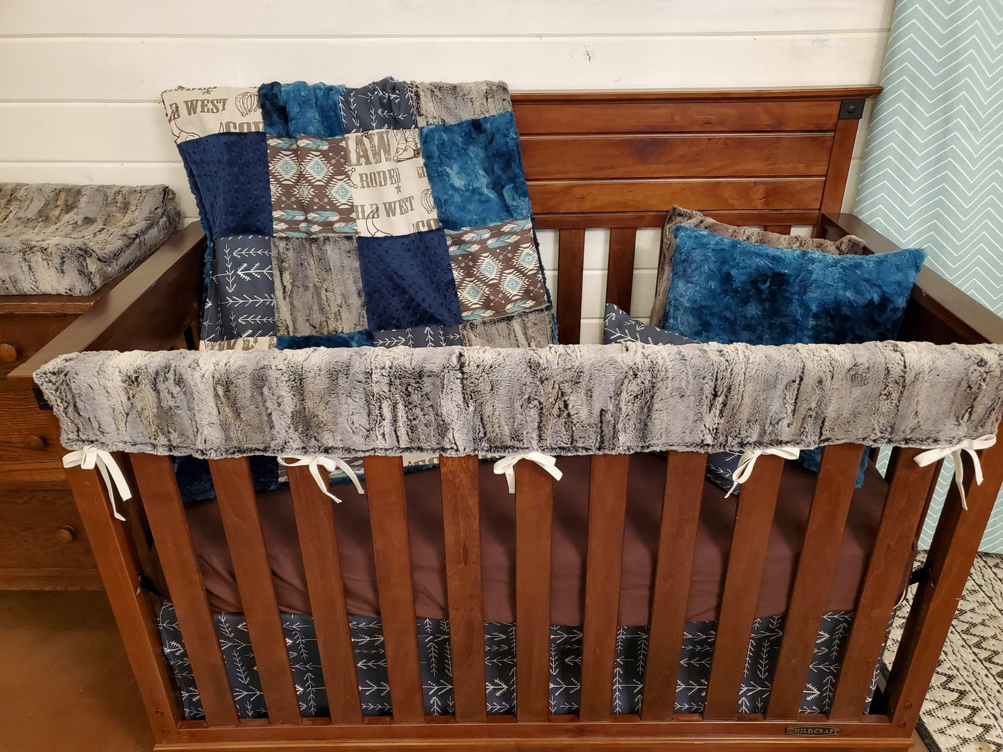 New Release Boy Crib Bedding- Cowboy and Navy Tribal Arrow Western Baby Bedding & Nursery Collection - DBC Baby Bedding Co 