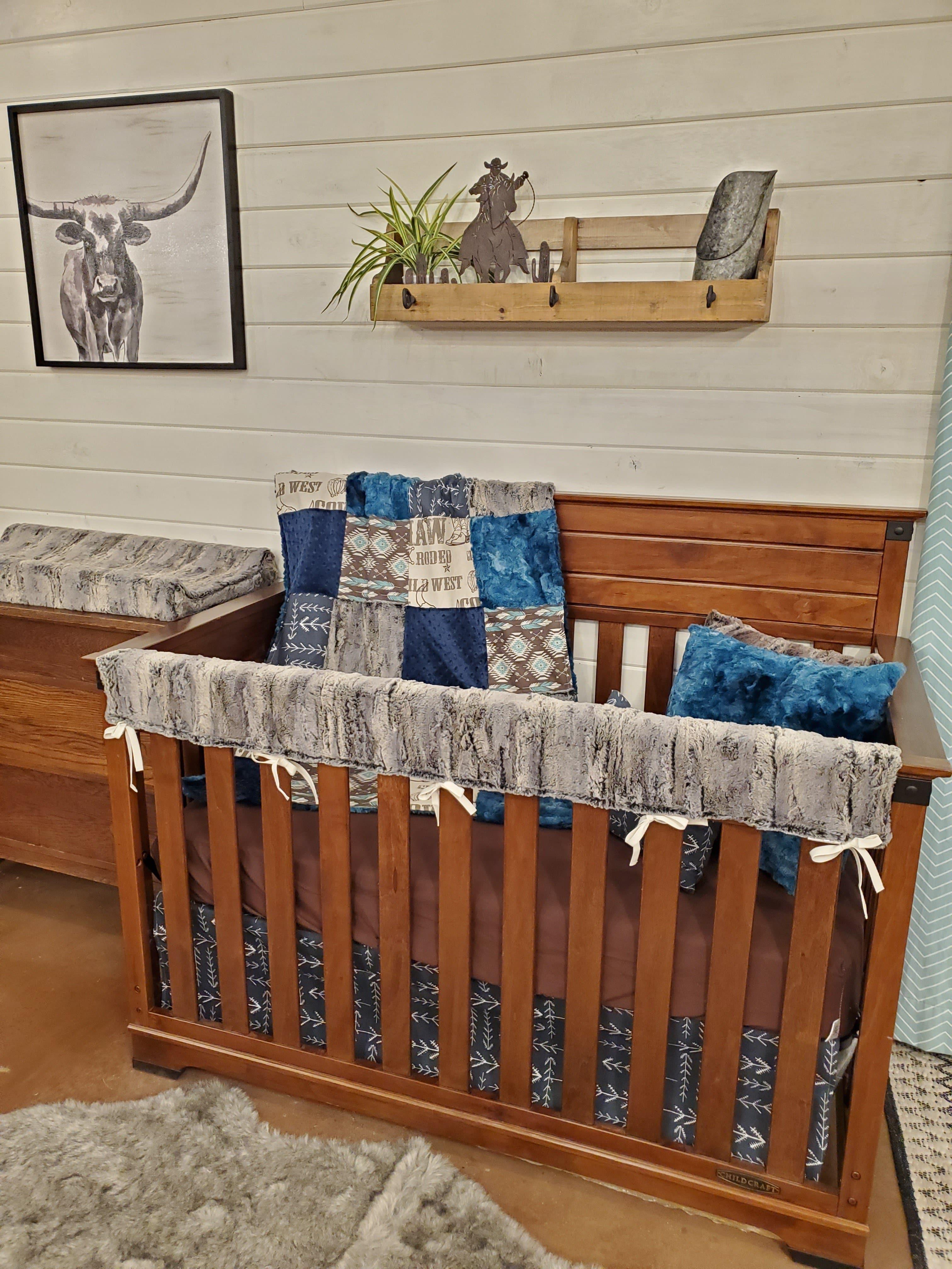 Boy Crib Bedding Cowboy and Navy Tribal Arrow Western Baby Toddler DBC Baby Bedding Co