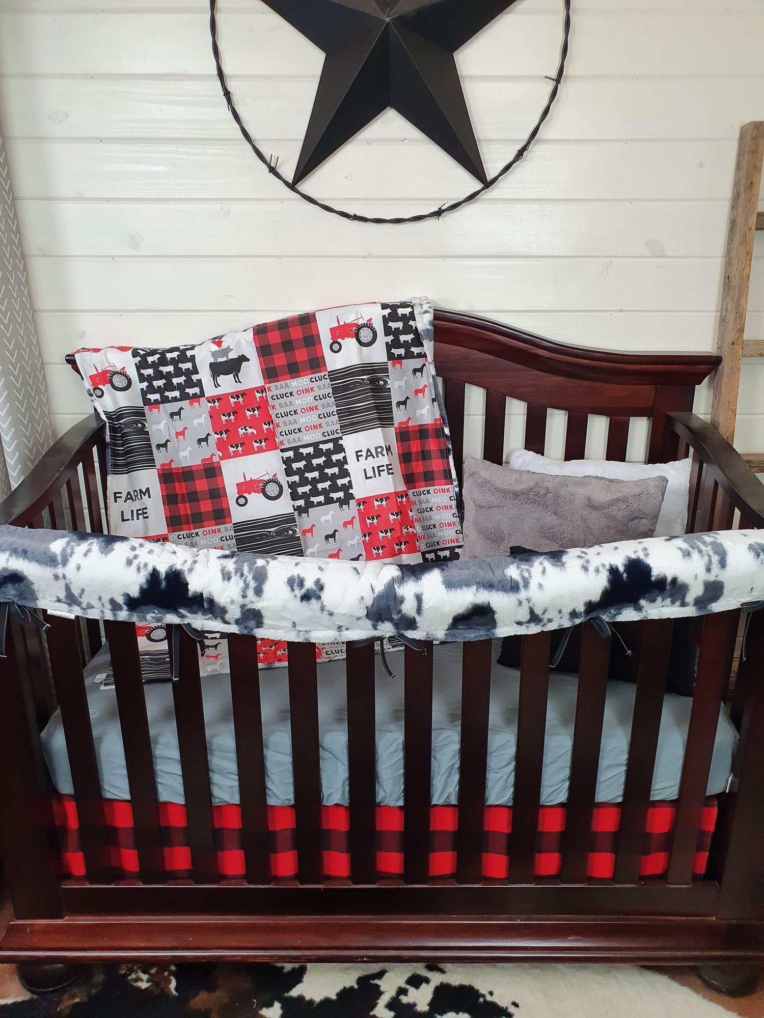 New Release Boy Crib Bedding- Farm Life Tractor and Storm Cow Minky Farm Baby Bedding Collection - DBC Baby Bedding Co 