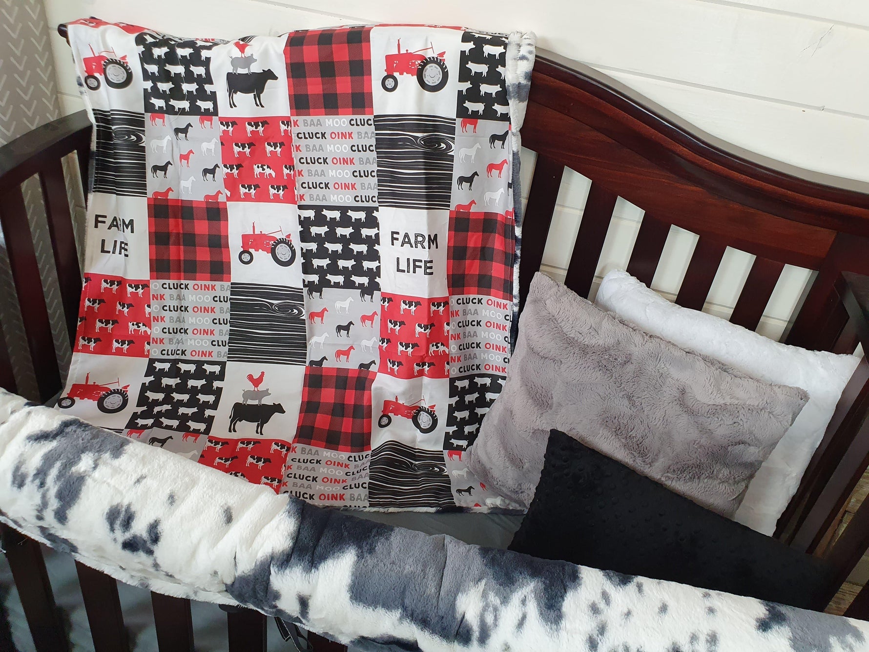 New Release Boy Crib Bedding- Farm Life Tractor and Storm Cow Minky Farm Baby Bedding Collection - DBC Baby Bedding Co 