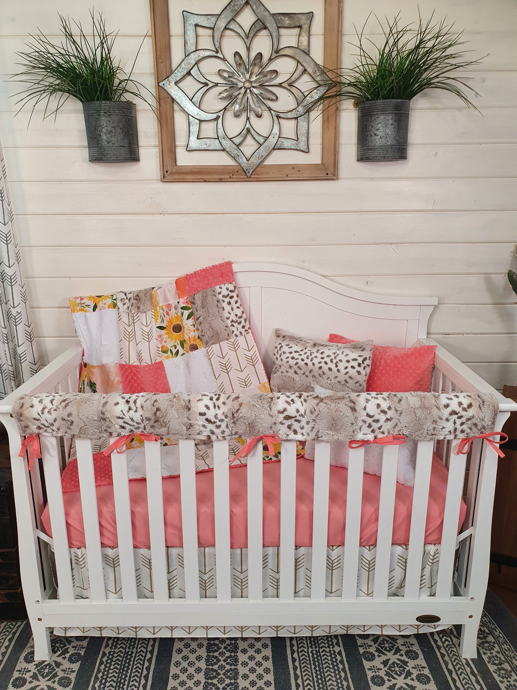 New Release Girl Crib Bedding- Sunflower and Lynx Minky Floral Baby Bedding & Nursery Collection - DBC Baby Bedding Co 