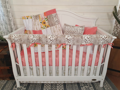 New Release Girl Crib Bedding- Sunflower and Lynx Minky Floral Baby Bedding & Nursery Collection - DBC Baby Bedding Co 