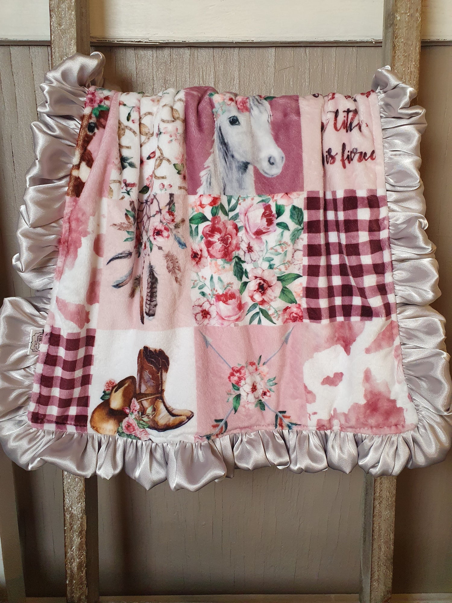 Twin blanket - Cowgirl Minky with ruffle - DBC Baby Bedding Co 