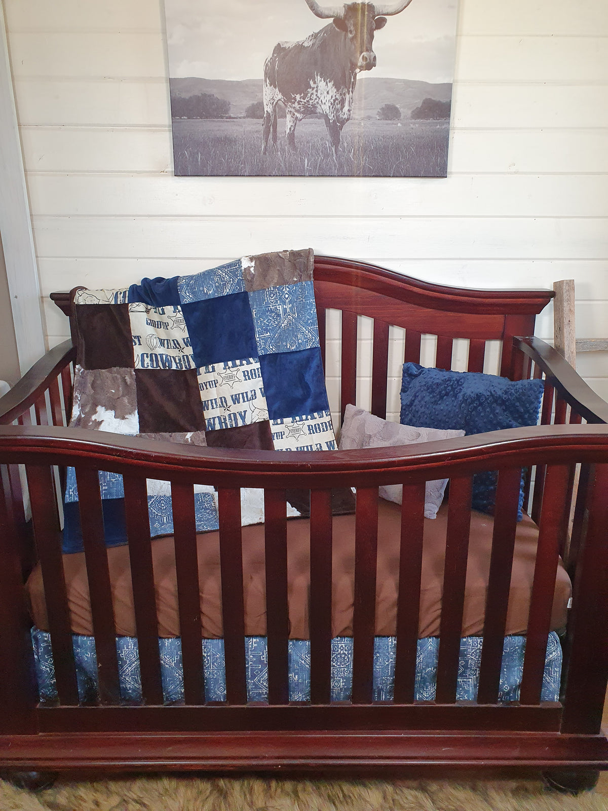New Release Boy Crib Bedding- Cowboy and Navy Aztec Western Baby Bedding &amp; Nursery Collection - DBC Baby Bedding Co 