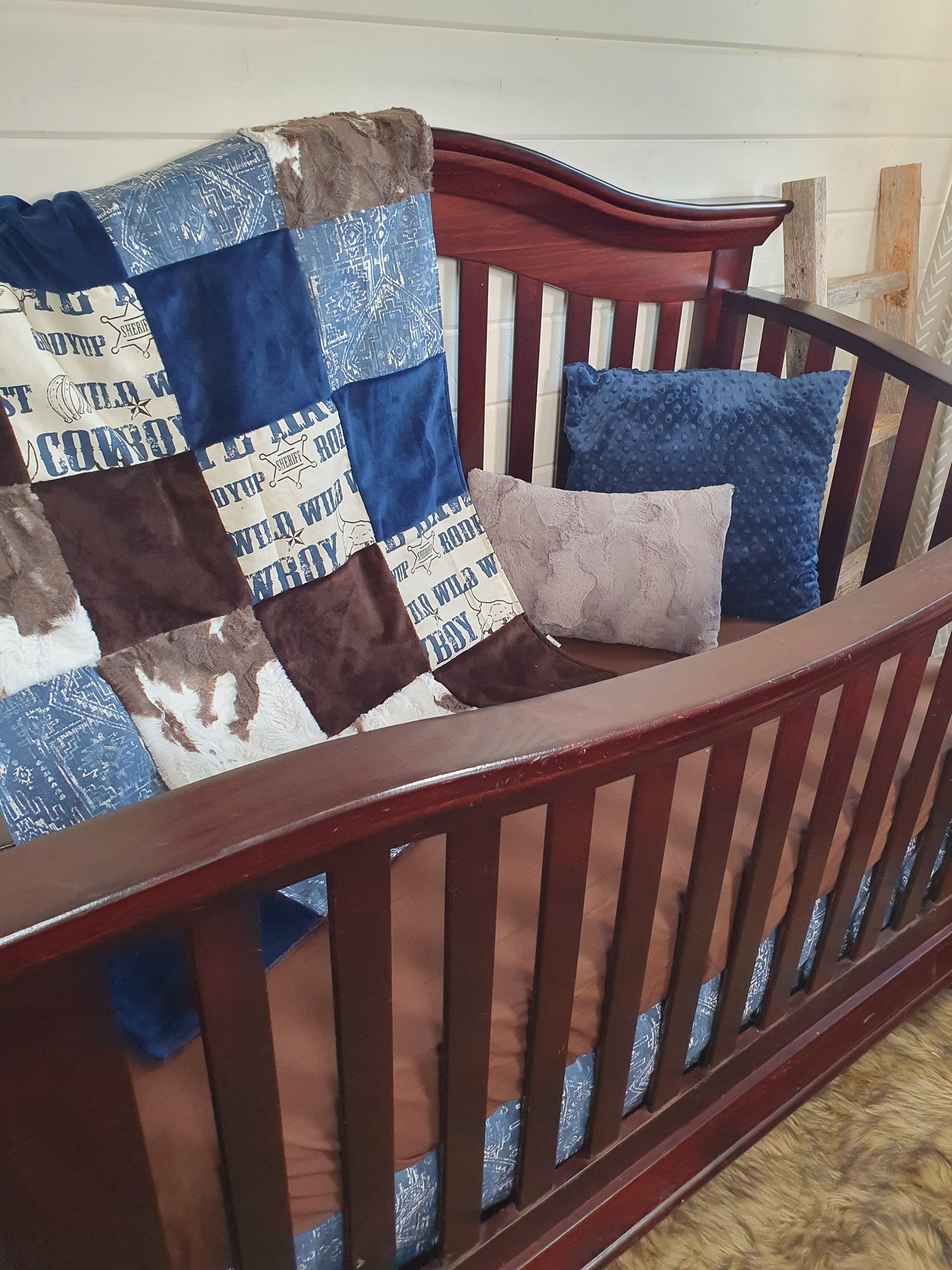 New Release Boy Crib Bedding- Cowboy and Navy Aztec Western Baby Bedding & Nursery Collection - DBC Baby Bedding Co 